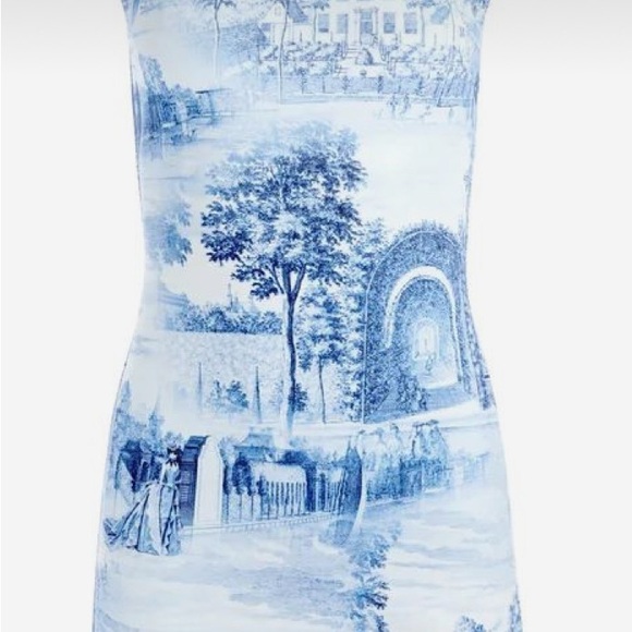 Alice + Olivia Chateau Blue and White Dress - Picture 1 of 8